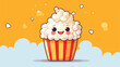 Delicious popcorn cartoon character mascot design 2