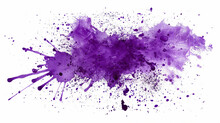 Violet Purple Paint Splatter On A Pure White Background