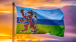 Limburg Waving Flag Against a Cloudy Sky at Sunset.