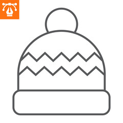 Wall Mural - Winter hat line icon