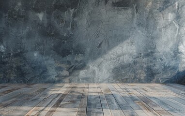 Wall Mural - Empty room gray wall room with wooden floor