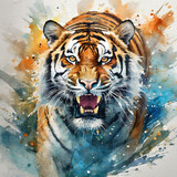Fototapeta Krajobraz - Tropienie Barw: Kolorowy Tygrys W Dzikiej Przyrodzie