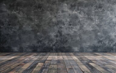 Wall Mural - Empty room gray wall room with wooden floor