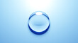 青色背景に一つの水滴。3D（横長）