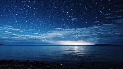Poster -  black sky at night The sky is full of stars On the background of the black sea