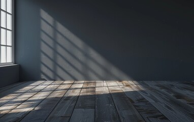 Wall Mural - Empty room gray wall room with wooden floor