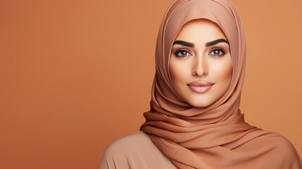 Wall Mural - Arabian Beautiful young woman wearing headscarf, posing for a picture. Fictional Character Created by Generative AI.