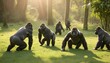 A-Group-Of-Gorillas-Frolicking-In-A-Sunlit-Clearin- 2