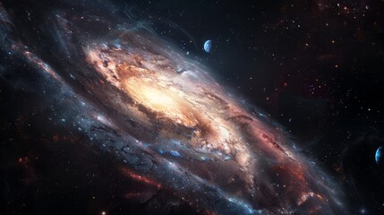 Universe filled with stars, nebula and galaxy. Colorful space background with stars. Beauty of deep space. A view from space to a spiral galaxy and stars