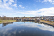 walking along nidelven (river) in a spring mood in trondheim city, trøndelag, nidelven, water, river, landscape, sky, nature, city, reflection, view, trees, clouds, travel, architecture, house, buildi