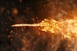 Detailed depiction of a blazing bullet in slow motion with a focus on its fiery trail