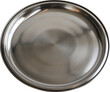 Round stainless steel tray isolated.