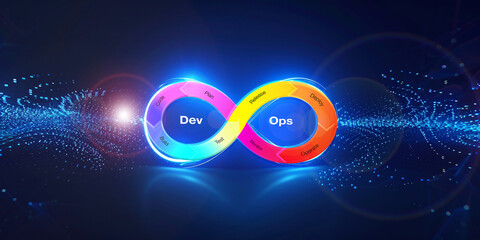 Wall Mural - infinity shape for devops business and marketing goals code data diagram create a digital marketing 