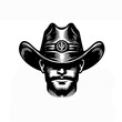 illustration design logo a man and cowboy hat on white background