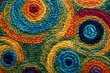 Seamless horizontal texture abstract multicolored background. Knitted pattern of woolen threads forming circles