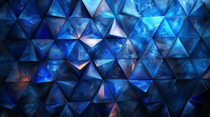 Aufkleber - Bright blue digital illustration on a dark background featuring polygons and triangles.