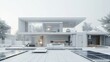 Futuristic generic smart home with solar panels rooftop system for renewable energy or sustainability concepts.