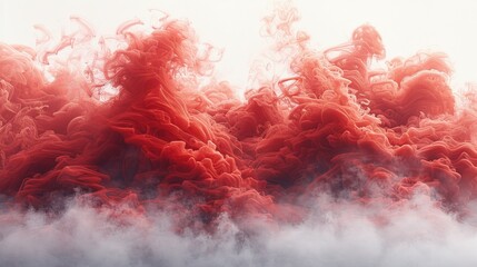 Aufkleber - Isolated red fog or smoke special effect on a white modern cloudiness, mist, and smog background. Illustration.