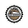 illustration design logo a wood workshop on white background