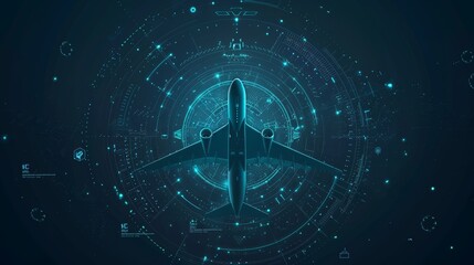Poster - The graphic shows the interface between a digital radar system and an airplane interface in aviation technology