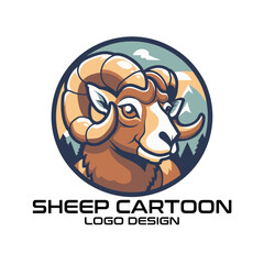 Wall Mural - Sheep Cartoon Vector Logo Design