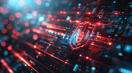 Poster - Background of Internet Security Concept, Shield Lock on digital screen, Cyber Security Concept, Shield Lock on digital screen