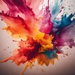 AI generated illustration of vibrant paint splashes spread across a table and wall