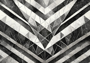 Wall Mural - abstract black and white geometric pattern with old vintage texture