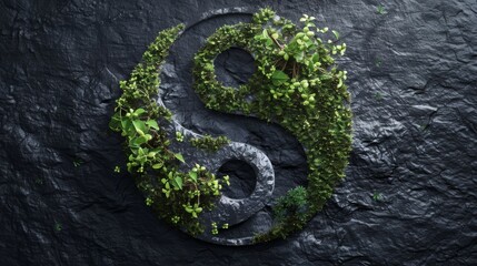 Poster - Yin Yang symbol combined with ecosystem element representing ecology and environment conservation