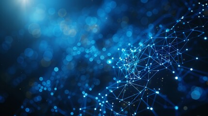 Aufkleber - 3D rendering of plexus geometry or the line and dot connection on a dark blue background. Internet and communication technology design concept.