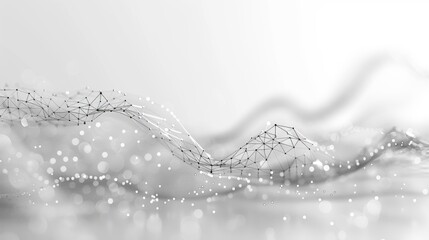 Poster - The 3D rendering shows an abstract white gray polygon tech network with connect technology. The background is made up of dots and lines.