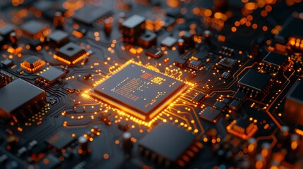 Leinwandbilder - CAD rendering of Central Computer Processor CPU, GPU, AI, Artificial Intelligence concept.