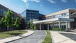 AI generated illustration of a hospital seen from the front