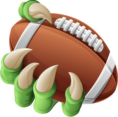 Canvas Print - American Football Ball Claw Monster Animal Hand