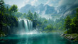 Natural Beauty: Waterfall in pristine wilderness