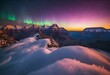 AI generated illustration of winter aurora borealis