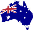 Australian flag inside Australia map isolated
