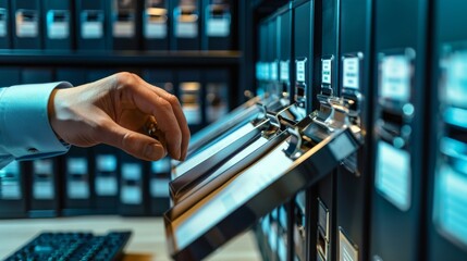 Leinwandbilder - An IT consultant will set up a Document Management System, or DMS, with a modern computer to search and manage corporate files and information.Business processing,archiving software are some of the