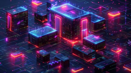 Leinwandbilder - A isometric design concept for web development. Development of websites on all platforms. Optimizing layouts for laptop, phone, and tablet. Design and development of responsive websites. Web script