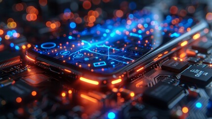 Leinwandbilder - The development of mobile applications for phones. The development of mobile systems, software, and hardware. The engineering of mobile apps. The programming of mobile internet web services. The