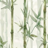 Fototapeta Sypialnia - Tranquil Bamboo Forest Watercolor Illustration