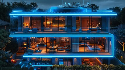 Aufkleber - Smartphone app for monitoring, setting of algorithm autonomous works of household appliances. Internet of things. Intelligent home system concept. Smartphone controls work, smart home safety.