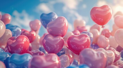 Wall Mural - Colorful heart shaped balloons perfect for celebrations or decorations
