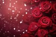 Close-up of red roses against a shimmering dark red backdrop, symbolizing love and romance. Romantic Red Roses with Glittering Background