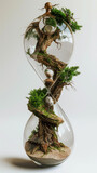 Fototapeta Big Ben - Surreal hourglass with tree ecosystems concept for environmental conservation and nature cycles