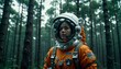 Astronauta en un bosque