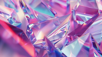 Leinwandbilder - 3D rendering of abstract geometric crystal background with iridescent texture.