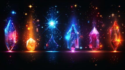 Poster - Isolated set of glowing light effects with transparency on plaid modern backgrounds. Lens flares, rays, stars, and sparkles with bokeh.
