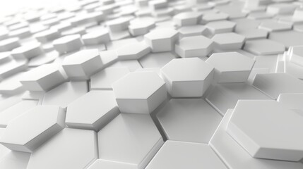Fototapete - The white geometric hexagonal abstract background is rendered in 3D.