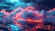 The concept of cloud technology, cloud computing, and 3D rendering of a cloud